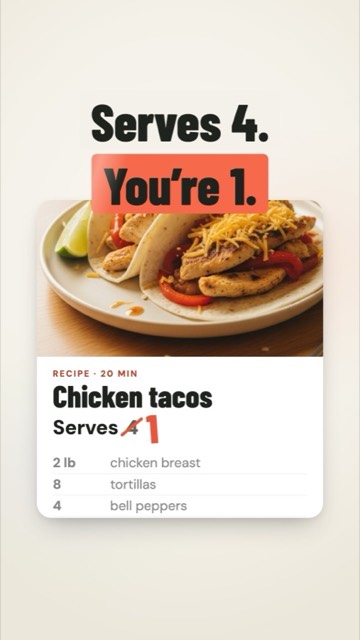 Serves 4. You're 1.